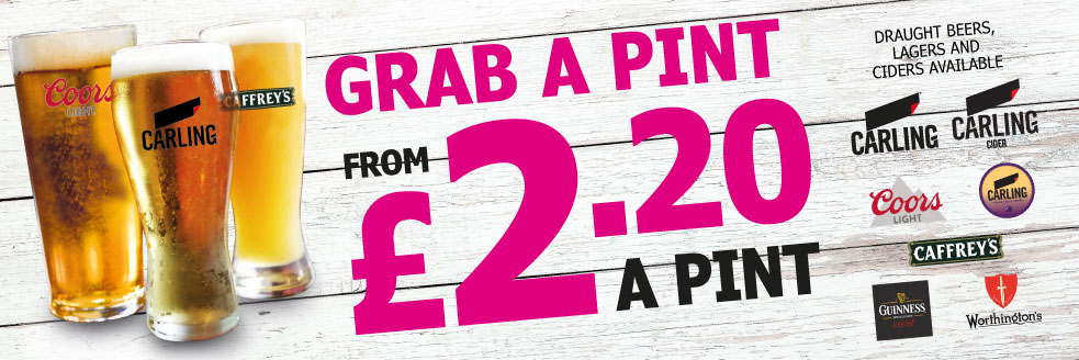 Grab a pint from £2.20 a pint